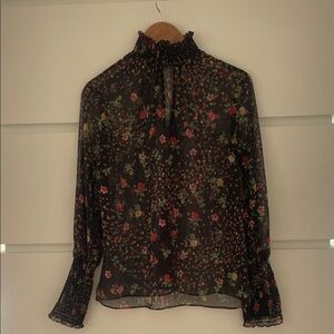 Floral Sheer Black Blouse